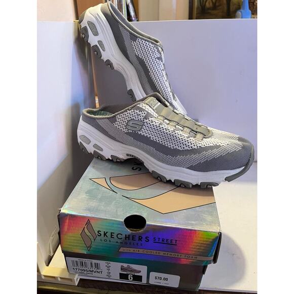 Sketchers D'lites Resilient Women's Gray Memory Foam Slip-on Shoes Size 9/6 - Picture 1 of 5
